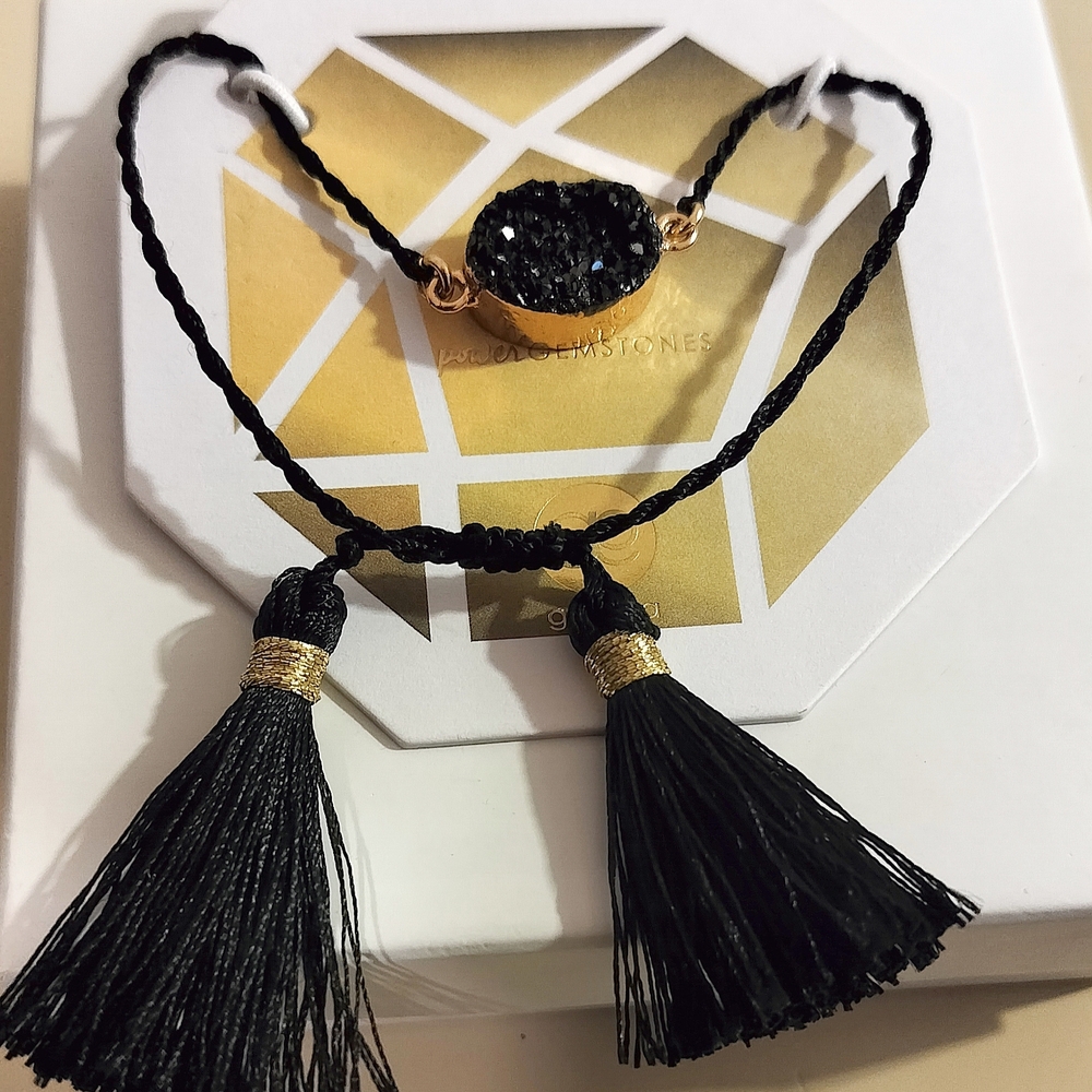 Gorjana Black Pyriteand - Tassel Bracelet